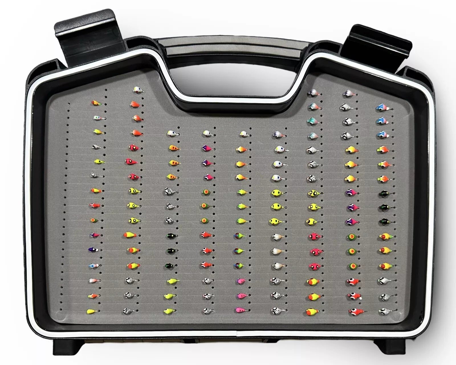 130 Piece Deluxe UV Tungsten Ice Jig Briefcase