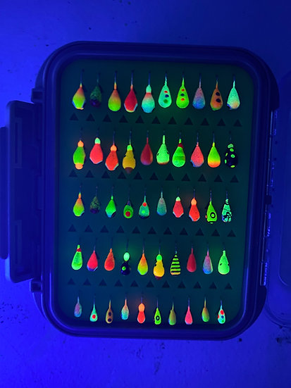 50 Piece Tungsten UV Glow Jig Kit with Jig Box